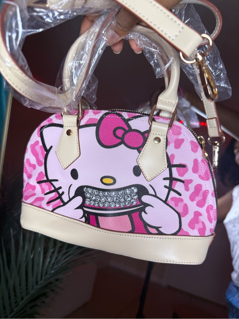 Hello Kitty Pink Mini Dome Satchel with Cream Trim